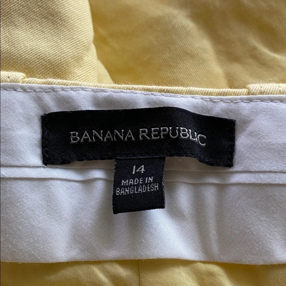 Banana Republic Cotton Linen Wide Leg Trouser Pant Soft Yellow Size 14 High Rise
